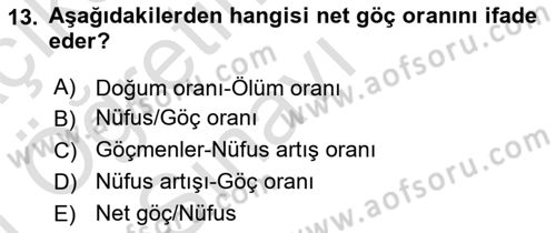 İktisadi Kalkınma Dersi 2020 - 2021 Yılı Yaz Okulu Sınav Soruları 13. Soru