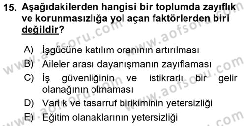 İktisadi Kalkınma Dersi 2020 - 2021 Yılı Yaz Okulu Sınav Soruları 15. Soru