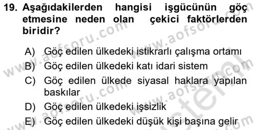 İktisadi Kalkınma Dersi 2020 - 2021 Yılı Yaz Okulu Sınav Soruları 19. Soru