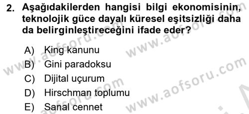 İktisadi Kalkınma Dersi 2020 - 2021 Yılı Yaz Okulu Sınav Soruları 2. Soru