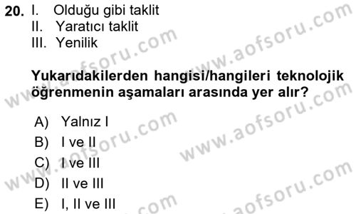 İktisadi Kalkınma Dersi 2020 - 2021 Yılı Yaz Okulu Sınav Soruları 20. Soru