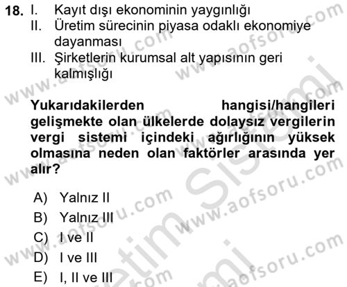 İktisadi Kalkınma Dersi Ara Sınavı Deneme Sınav Soruları 18. Soru