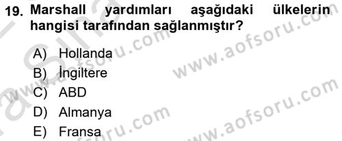 İktisadi Kalkınma Dersi Ara Sınavı Deneme Sınav Soruları 19. Soru
