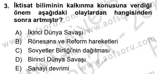 İktisadi Kalkınma Dersi Ara Sınavı Deneme Sınav Soruları 3. Soru