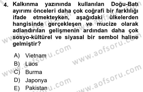 İktisadi Kalkınma Dersi Ara Sınavı Deneme Sınav Soruları 4. Soru