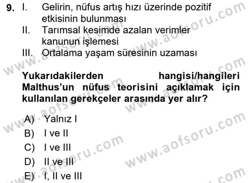 İktisadi Kalkınma Dersi 2021 - 2022 Yılı (Final) Dönem Sonu Sınav Soruları 9. Soru