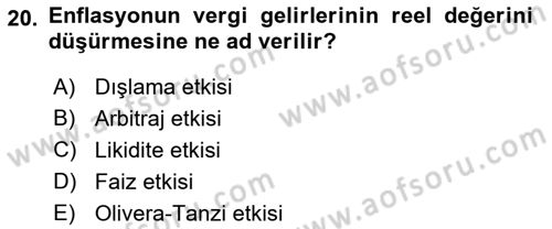 İktisadi Kalkınma Dersi Ara Sınavı Deneme Sınav Soruları 20. Soru