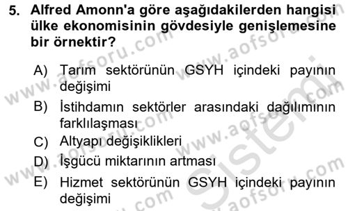 İktisadi Kalkınma Dersi Ara Sınavı Deneme Sınav Soruları 5. Soru