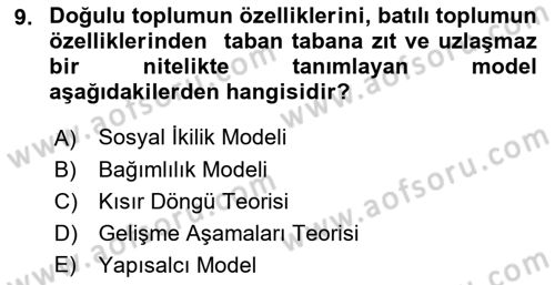 İktisadi Kalkınma Dersi Ara Sınavı Deneme Sınav Soruları 9. Soru
