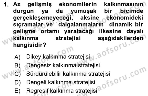 İktisadi Kalkınma Dersi 2022 - 2023 Yılı (Final) Dönem Sonu Sınavı 1. Soru