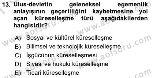 İktisadi Kalkınma Dersi 2022 - 2023 Yılı (Final) Dönem Sonu Sınavı 13. Soru