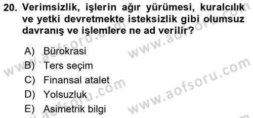 İktisadi Kalkınma Dersi 2022 - 2023 Yılı (Final) Dönem Sonu Sınavı 20. Soru