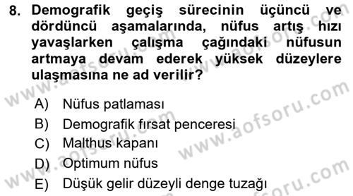 İktisadi Kalkınma Dersi 2022 - 2023 Yılı (Final) Dönem Sonu Sınavı 8. Soru