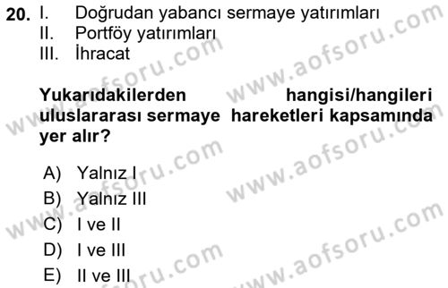 İktisadi Kalkınma Dersi 2022 - 2023 Yılı Yaz Okulu Sınav Soruları 20. Soru