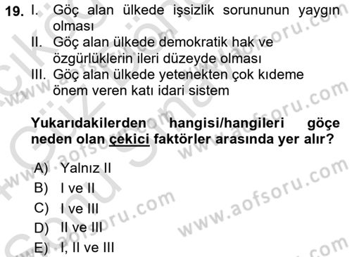 İktisadi Kalkınma Dersi 2023 - 2024 Yılı (Final) Dönem Sonu Sınav Soruları 19. Soru