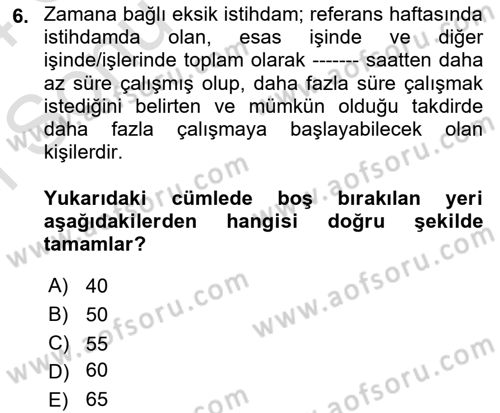 İktisadi Kalkınma Dersi 2023 - 2024 Yılı (Final) Dönem Sonu Sınav Soruları 6. Soru