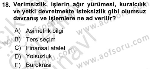 İktisadi Kalkınma Dersi 2023 - 2024 Yılı Yaz Okulu Sınav Soruları 18. Soru