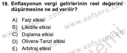 İktisadi Kalkınma Dersi 2024 - 2025 Yılı (Vize) Ara Sınav Soruları 19. Soru