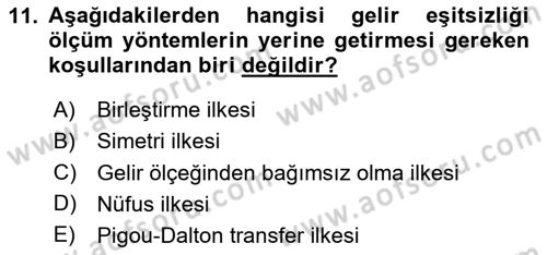 İktisadi Kalkınma Dersi 2024 - 2025 Yılı (Final) Dönem Sonu Sınav Soruları 11. Soru