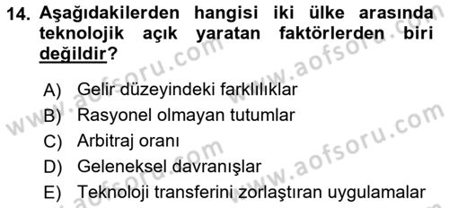 İktisadi Kalkınma Dersi 2024 - 2025 Yılı (Final) Dönem Sonu Sınav Soruları 14. Soru
