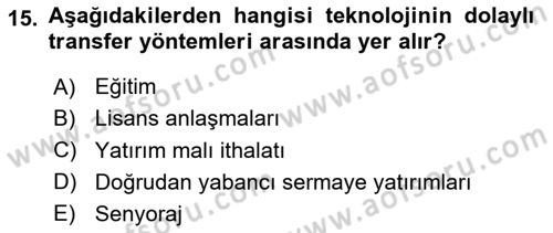 İktisadi Kalkınma Dersi 2024 - 2025 Yılı (Final) Dönem Sonu Sınav Soruları 15. Soru