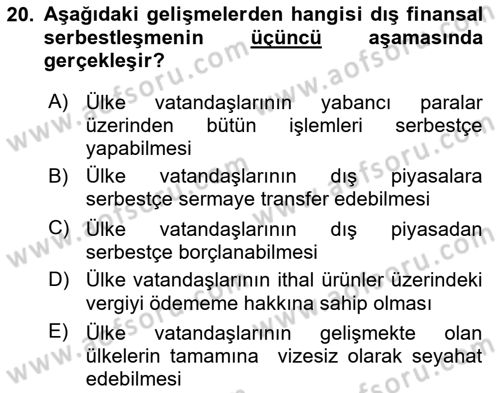 İktisadi Kalkınma Dersi 2024 - 2025 Yılı (Final) Dönem Sonu Sınav Soruları 20. Soru