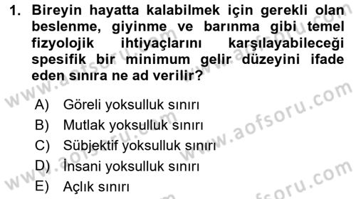 İktisadi Kalkınma Dersi 2024 - 2025 Yılı Yaz Okulu Sınav Soruları 1. Soru
