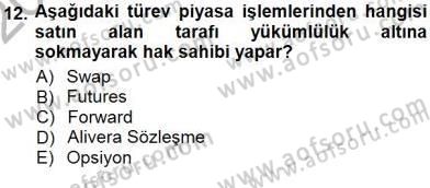 Finansal Ekonomi Dersi 2012 - 2013 Yılı (Final) Dönem Sonu Sınavı 12. Soru