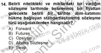 Finansal Ekonomi Dersi 2012 - 2013 Yılı (Final) Dönem Sonu Sınavı 14. Soru