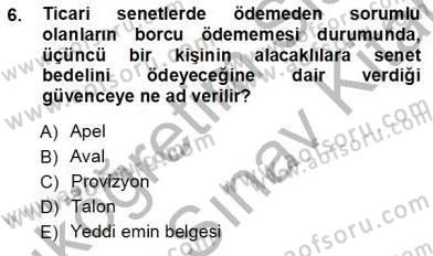 Finansal Ekonomi Dersi Ara Sınavı Deneme Sınav Soruları 6. Soru