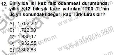 Finansal Ekonomi Dersi 2014 - 2015 Yılı (Final) Dönem Sonu Sınav Soruları 12. Soru