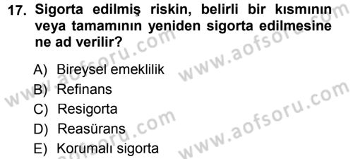 Finansal Ekonomi Dersi 2014 - 2015 Yılı Tek Ders Sınavı 17. Soru