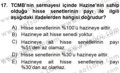 Finansal Ekonomi Dersi 2015 - 2016 Yılı (Vize) Ara Sınavı 17. Soru