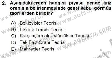 Finansal Ekonomi Dersi Ara Sınavı Deneme Sınav Soruları 2. Soru