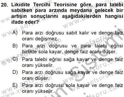 Finansal Ekonomi Dersi Ara Sınavı Deneme Sınav Soruları 20. Soru