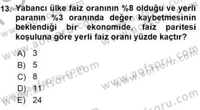 Finansal Ekonomi Dersi 2015 - 2016 Yılı (Final) Dönem Sonu Sınav Soruları 13. Soru