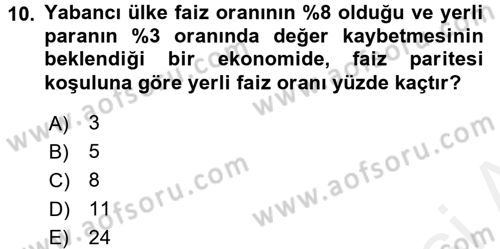 Finansal Ekonomi Dersi 2015 - 2016 Yılı Tek Ders Sınav Soruları 10. Soru