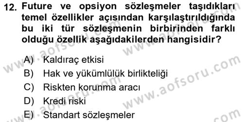 Finansal Ekonomi Dersi 2015 - 2016 Yılı Tek Ders Sınav Soruları 12. Soru