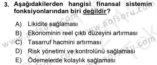 Finansal Ekonomi Dersi 2015 - 2016 Yılı Tek Ders Sınav Soruları 3. Soru