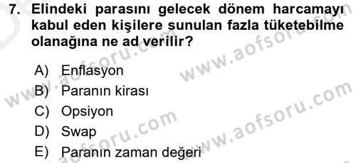 Finansal Ekonomi Dersi 2015 - 2016 Yılı Tek Ders Sınav Soruları 7. Soru