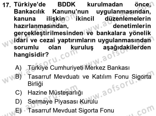 Finansal Ekonomi Dersi 2017 - 2018 Yılı 3 Ders Sınav Soruları 17. Soru