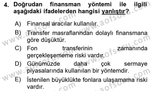 Finansal Ekonomi Dersi Ara Sınavı Deneme Sınav Soruları 4. Soru