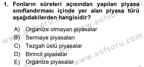 Finansal Ekonomi Dersi 2018 - 2019 Yılı (Final) Dönem Sonu Sınav Soruları 1. Soru