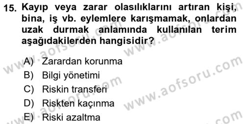 Finansal Ekonomi Dersi 2018 - 2019 Yılı (Final) Dönem Sonu Sınav Soruları 15. Soru