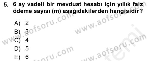Finansal Ekonomi Dersi 2018 - 2019 Yılı (Final) Dönem Sonu Sınav Soruları 5. Soru