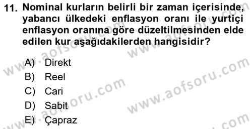 Finansal Ekonomi Dersi 2019 - 2020 Yılı (Final) Dönem Sonu Sınav Soruları 11. Soru