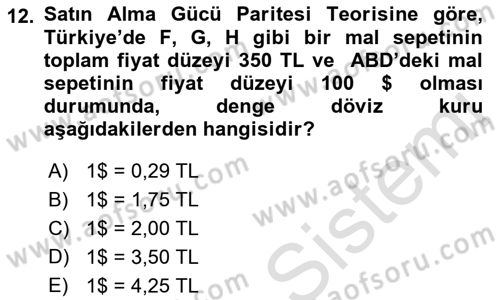 Finansal Ekonomi Dersi 2019 - 2020 Yılı (Final) Dönem Sonu Sınav Soruları 12. Soru