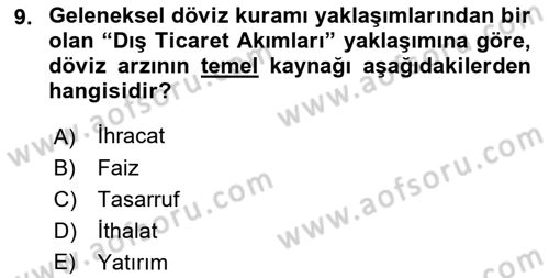 Finansal Ekonomi Dersi 2021 - 2022 Yılı (Final) Dönem Sonu Sınav Soruları 9. Soru
