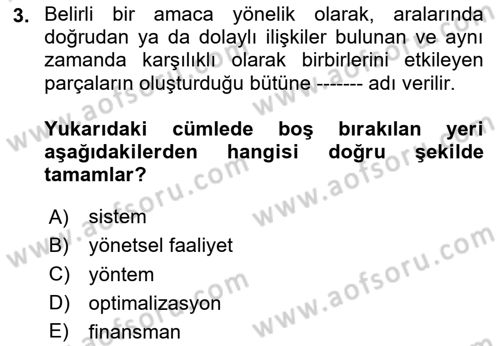 Finansal Ekonomi Dersi 2024 - 2025 Yılı (Vize) Ara Sınav Soruları 3. Soru
