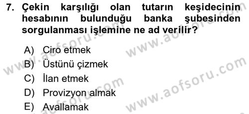 Finansal Ekonomi Dersi 2024 - 2025 Yılı (Vize) Ara Sınav Soruları 7. Soru